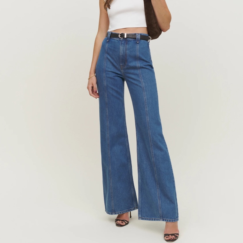 Reformation Leah Seamed High Rise Wide Leg Jean Size 25